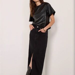 EverEve Zuri Black Faux Leather Top